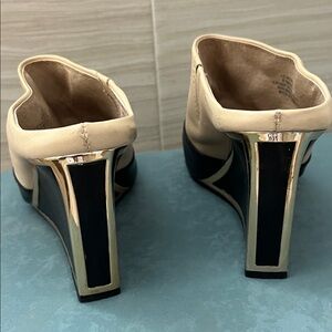 Louise et Cie Black and Cream Block Heels